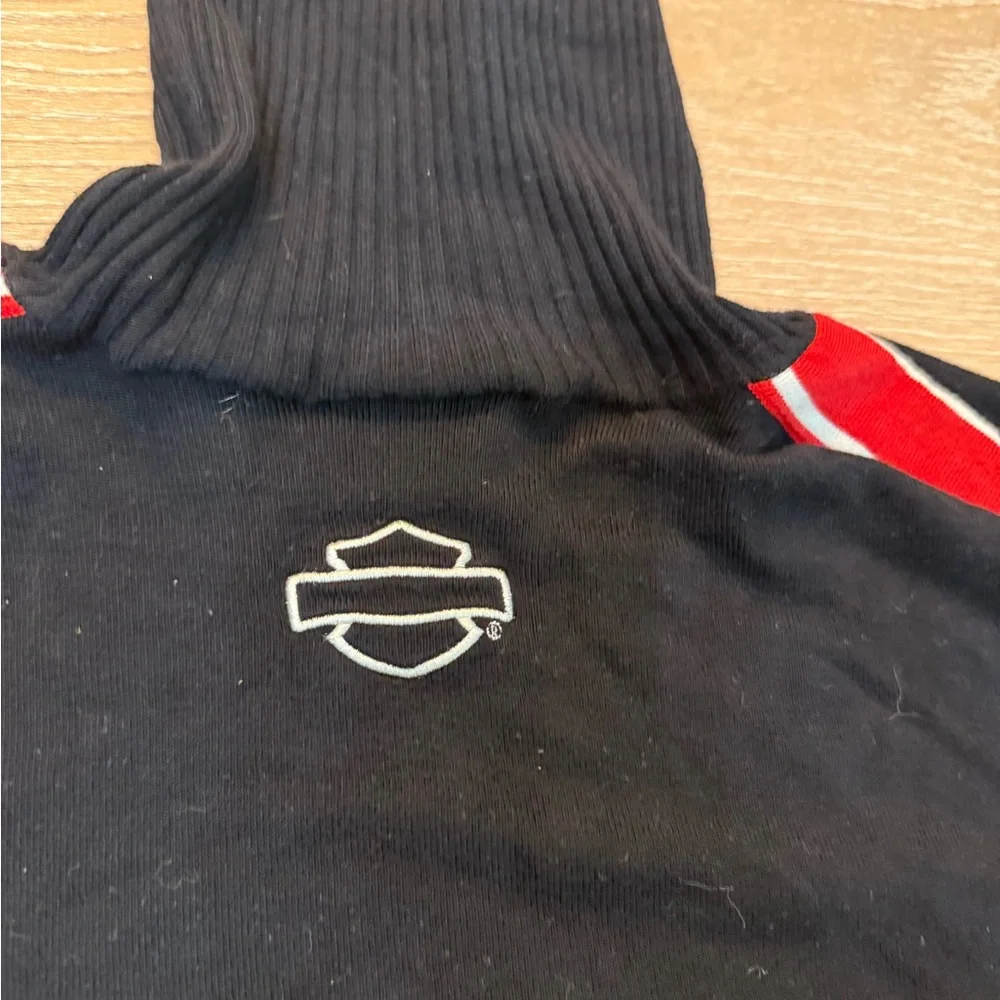 Harley Davidson Black & Red Y2K Turtle Neck Pullover Sweater. Women's - Size L - Picture 2 of 5